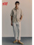 H&M男装衬衫2024夏季新款宽松亚麻透气法式设计感短袖衬衣1207768 米色 180/116