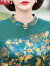 秋星福（QIUXINGFU）妈妈夏装短袖连衣裙女新款中年夏季洋气高贵长裙改良旗袍显瘦裙子 绿色 XL 建议90-105斤