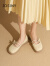 卓诗尼玛丽珍女鞋2024年春夏季新款花朵浅口仙女风女鞋子法式厚底单鞋女 米黄色 38
