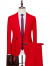 双排扣西服套装男士新郎婚礼结婚休闲商务正装职业西装二件套休闲外套 红色 L/上衣+裤子
