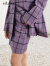 edition格子半身裙女小众设计紫色格纹高腰西装短半裙 紫色格纹 XS/155