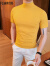 凡迪时尚（FANDISS）夏季韩版修身男士半高领短袖T恤型男紧身弹力时尚纯色高领打底衫 黄色 L
