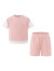 拉比（Labi Baby）女童套装儿童T恤五分裤两件套夏装中大童装拼接透气薄款夏季新款 拼色华夫格粉色 130