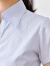 浪莎（LangSha）夏季新款韩版女竖纹浅蓝短袖衬衫收腰:V领OL办公衬衣白工装长袖 浅蓝竖纹短-袖 L
