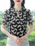 ELAG高端品牌新中式国风立领盘扣雪纺印花衬衫女2024夏季洋气减龄漂亮 黑色 M