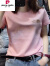皮尔卡丹欧洲站2024夏季新款短袖t恤女纯棉圆领洋气字母印花修身体恤ins潮 黑色 M (96~110斤)