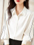 拉夏贝尔（La Chapelle）衬衫女2024春秋季新款时尚韩版通勤简约休闲长袖上衣女装 白色 L(建议105-120斤)