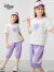 迪士尼（DISNEY）童装儿童女童短袖套装吸汗高弹干爽裤子两件套24夏DB421AA16白160