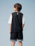 asics亚瑟士童装2024夏季男女童吸湿速干篮球服套装短袖T恤短裤两件套 001黑色 130cm