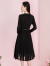 珂莱蒂尔商场同款黑色连衣裙女绵羊毛针织休闲网纱裙子新款 黑色 S