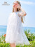 英氏（YEEHOO）女童连衣裙儿童裙子中大童仙女网纱短袖公主裙洋气夏装 白色 160 