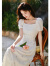 蓝靖儿（lanjianger）连衣裙女装2024夏季新款法式优雅气质感设计师款修身显瘦印花长裙 白色 L(建议105-115斤左右)
