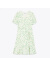 LILY2024夏新款女装复古泡泡袖浪漫抽绳印花中长款连衣裙小个子女 301绿色 S