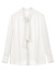朗姿/LANCY2023春季新款白色飘带长袖衬衫女宽松职业时尚通勤衬衣 白色 L
