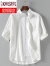 凯撒（KAISER）男士时尚亚麻短袖衬衫薄款夏季七分短袖休闲立领宽松免烫衬衣外套 白色 L