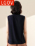 LGOV无袖衬衫女新款小衫2024新品韩版宽松雪纺衫百搭上衣时尚洋气短袖 藏蓝色 S