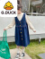 G.DUCKKIDS品牌女童春装连衣裙套装韩版大童宽松牛仔背心裙背带裙两件套BSN 蓝色 120cm