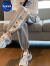 NASA XVVX灰色运动长裤子少女夏季新款初中高中学生宽松潮牌休闲束脚阔腿裤 黑色 L