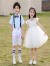 迪士尼（Disney）六一儿童合唱演出服女童舞蹈蓬蓬裙男童礼服小学生大合唱表演服装 女款-白色-披肩（收藏+皇冠） 170