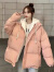 2022冬季新款假两面棉服女ins潮宽松加厚面包服外套学生韩版棉衣 可爱粉色 S 建议95斤以下