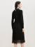珂莱蒂尔女装春季新款韩版网纱拼接裙子订钻设计感羊毛连衣裙 黑色 2XL