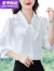 ZENGZHI NIUZAI设计感宽松含冰丝冰感衬衫女士中年2024夏季中袖七分袖上衣女 白色 M