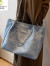 酷奇袋鼠（KUQIDAISHU）包包女大容量布包小众帆布挎包单肩包高级感大学生上课通勤托特包 蓝色