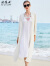 欧依云吊带连衣裙两件套夏装大码显瘦气质洋气网纱套裙女2024新款 白色 2XL( 110-130斤)
