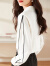 拉夏贝尔（La Chapelle）衬衫女2024春秋季新款时尚韩版通勤简约休闲长袖上衣女装 白色 L(建议105-120斤)