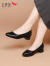 红蜻蜓单鞋女粗跟浅口女鞋中跟通勤风套脚鞋子女增高显瘦皮鞋 WTB435931
