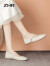 ZHR玛丽珍鞋子女甜美风浅口平底单鞋女珍珠透气女鞋 AH336 米色 38 