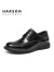 哈森（Harson）男鞋正装鞋 系带牛皮革休闲皮鞋舒适德比鞋NS435J07黑色38