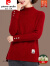 皮尔卡丹（pierre cardin）特羊毛衫短款纯色半高领毛衣女士秋冬洋气内搭显瘦针织打底衫优雅 红色 S 建议80-90斤