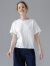 初语开叉短袖t恤女2024夏季新款设计感宽松显瘦短款白色上衣小衫 米白色8421801 M