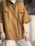 RLZN大码连帽星空t恤男短袖潮牌七分袖polo衫夏季卫衣半袖薄款外套潮 棕色 XL125-145斤