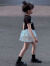 迪士尼（Disney）童装女童套装夏季2024新款儿童衣服女孩夏装网红短袖蛋糕裙两件套 黑色 90尺码1~2岁【 80-90cm】