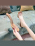 诺盖拉（NCOVERLA）夏季拖鞋女夏外出穿水晶粗跟露趾凉拖透明气质高跟一字拖 杏色 5cm 37