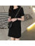 ZZPTNHZ夏季新款韩版修身纯色短袖T恤女中长款连衣裙女女装衣服 6624*黑色 M