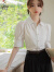 啄木鸟品牌女装新中式国风白色雪纺衬衫女短袖夏季高级感职业气质上衣女 粉色 S