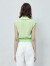 RARE威雅女装 春秋新款女士短袖毛衣绿色翻领塔袖短款针织毛衫 绿色 #36（160/80A）