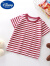 迪士尼（DISNEY）运动儿童短袖t恤男童夏季海魂衫2024新款男孩纯棉半袖条纹 IQ04-粉色条 120cm
