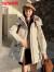鸭鸭（YAYA）羽绒服女中长款2024年冬季新款时尚拼接工装可拆卸帽保暖外套XB 米白色 160/84A(M)