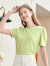 百图betu女装春夏新款T恤韩版肌理感泡泡短袖圆领T恤女2302T80 绿色 L