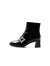 百丽方扣时装靴女商城同款牛皮漆皮粗跟皮靴Y5K2DDD2 黑色 36