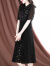 MianSoo重磅真丝连衣裙女2024年夏季设计感小众复古黑色碎花桑蚕丝中长裙 黑色 L