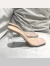 诺盖拉（NCOVERLA）夏季拖鞋女夏外出穿水晶粗跟露趾凉拖透明气质高跟一字拖 杏色 5cm 37