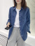 皮尔卡丹韩版牛仔衬衫女叠穿长袖2024新款宽松上衣内搭衬衣夏季薄外套 浅蓝色 M(95-105斤拍)