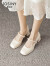卓诗尼玛丽珍鞋高跟鞋女2024年春新款珍珠小皮鞋子夏浅口法式粗跟单鞋女 米白色 35