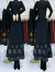 璟浩西装裙中年秋冬天穿的半截裙民族风秋冬季裙子半身裙高档新款 灰裙黑色花边（荷花） 均码（9080斤）
