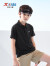 特步（XTEP）儿童童装男童夏季大童百搭运动短袖POLO衫 正黑色 175cm